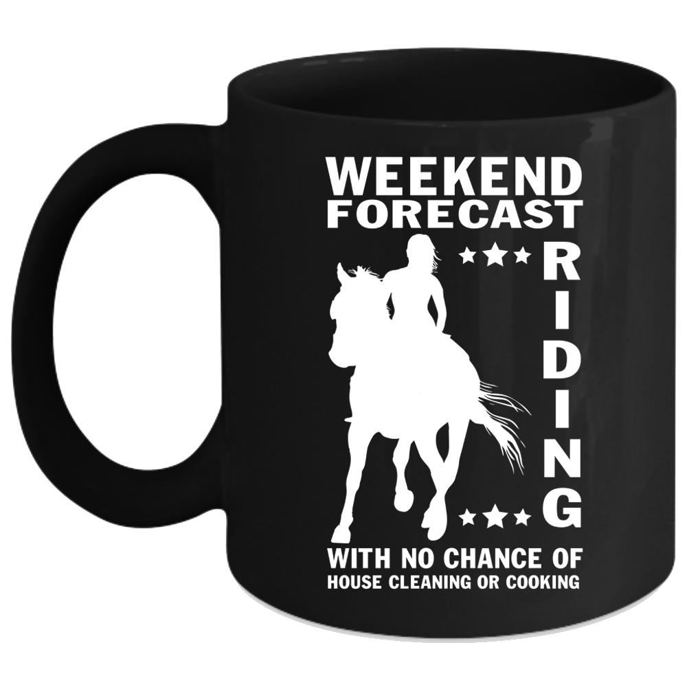 Weekend Forecast Riding Coffee Mug, Cool Equestrian Coffee Cup