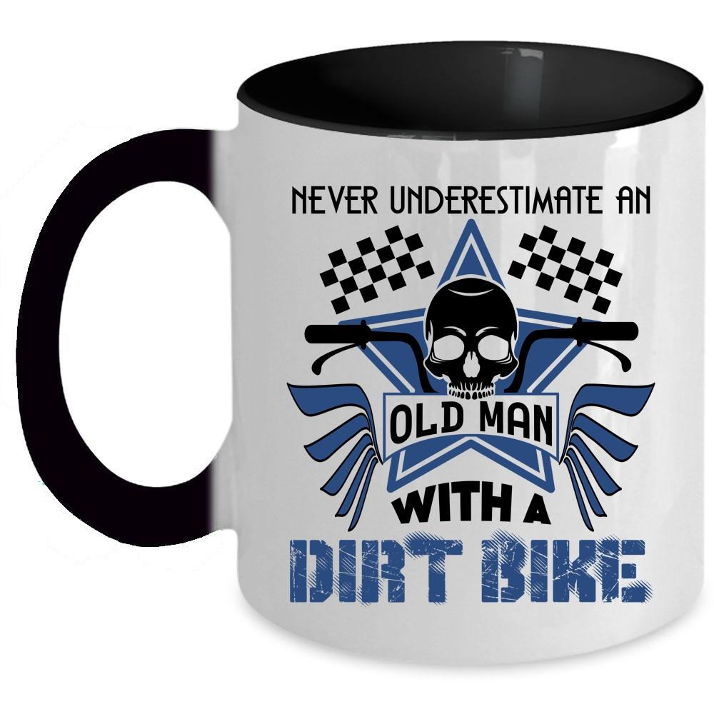 Awesome Grandpa Coffee Mug, An Old Man With A Dirt Bike Accent Mug