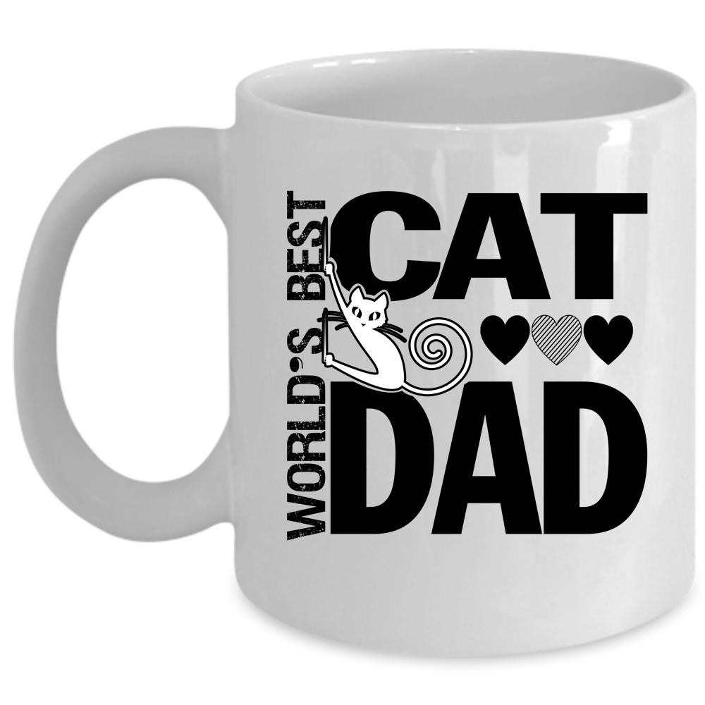 World's Best Cat Dad Mug, I Love My Cats Dad Cup (Coffee Mug - White)