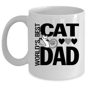 World's Best Cat Dad Mug, I Love My Cats Dad Cup (Coffee Mug - White)