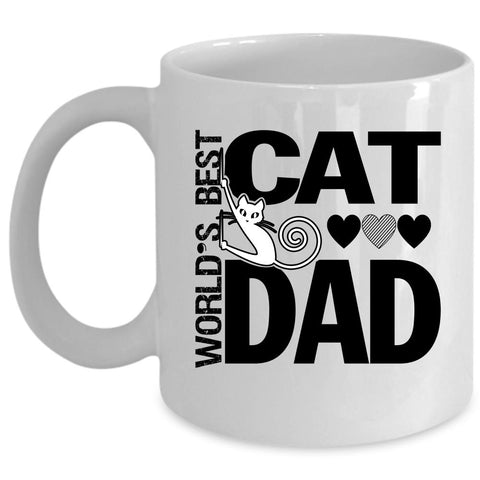 World's Best Cat Dad Mug, I Love My Cats Dad Cup (Coffee Mug - White)