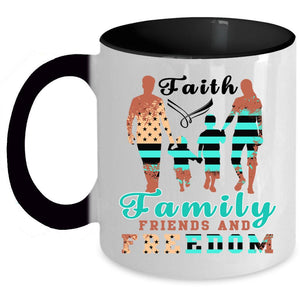 American Flag Coffee Mug, Faith Family Friends And Freedom Accent Mug