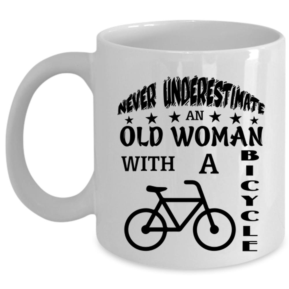 Awesome Grandmother Coffee Mug, An Old Woman With A Bicycle Cup