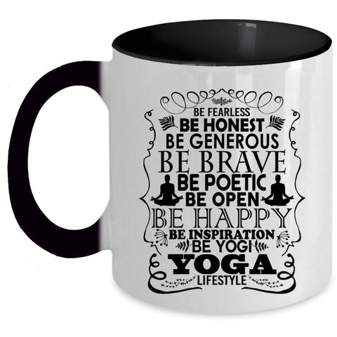 Yoga Lifestyle Coffee Mug, Be Happy Be Yogi Accent Mug