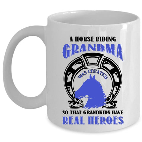 A Horse Riding Grandma Cup, Grandma And Grandkids Mug (Coffee Mug - White)