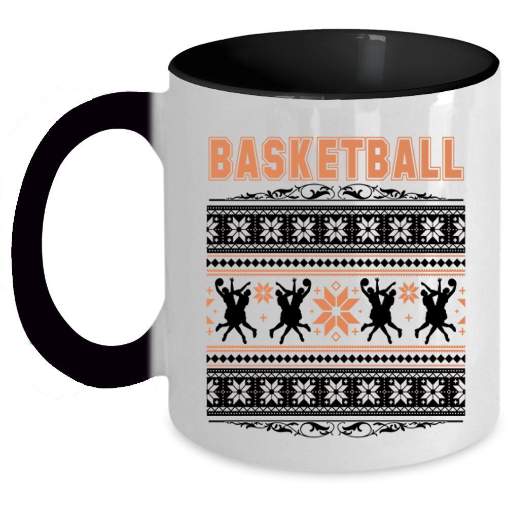 Ugly Christmas Coffee Mug, Basketball Accent Mug