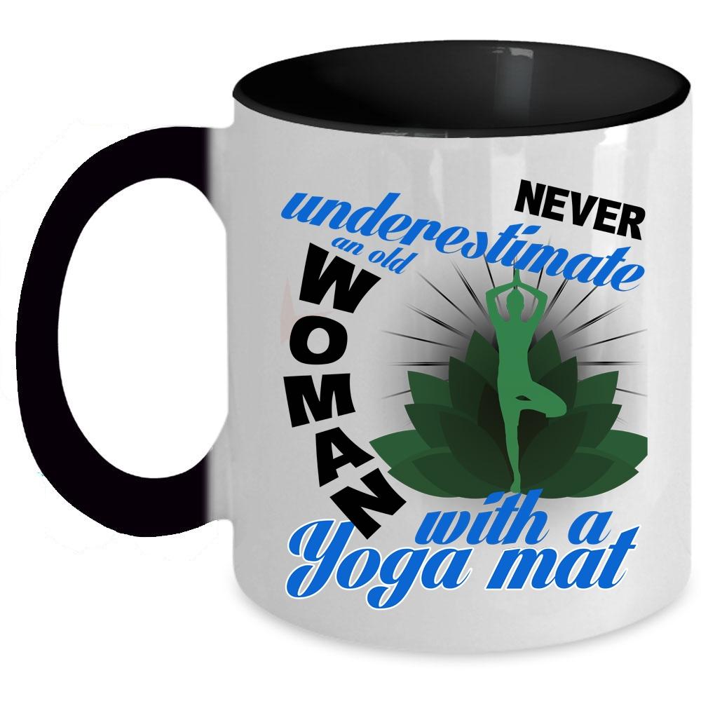 Awesome Grandma Coffee Mug, An Old Woman With A Yoga Mat Accent Mug