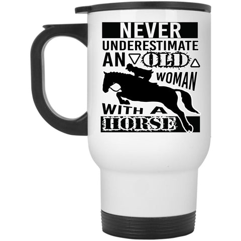 An Old Woman With A Horse Mug, Grandmother Cup (Travel Mug)