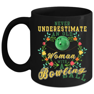 An Old Woman With A Bowling Ball Coffee Mug, Cute Grandmas Coffee Cup