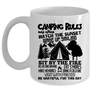 Awesome Gift For Camper Coffee Mug, Camping Rules Cup