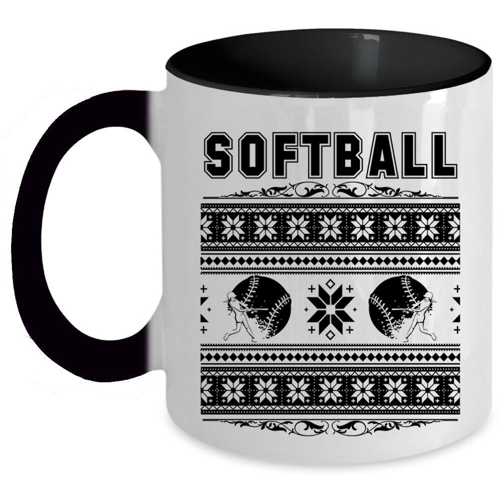 Xmas Gift For Softball Player Coffee Mug, Softball Accent Mug