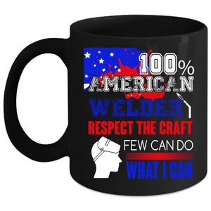 100% American Welder Coffee Mug, American Flag Coffee Cup