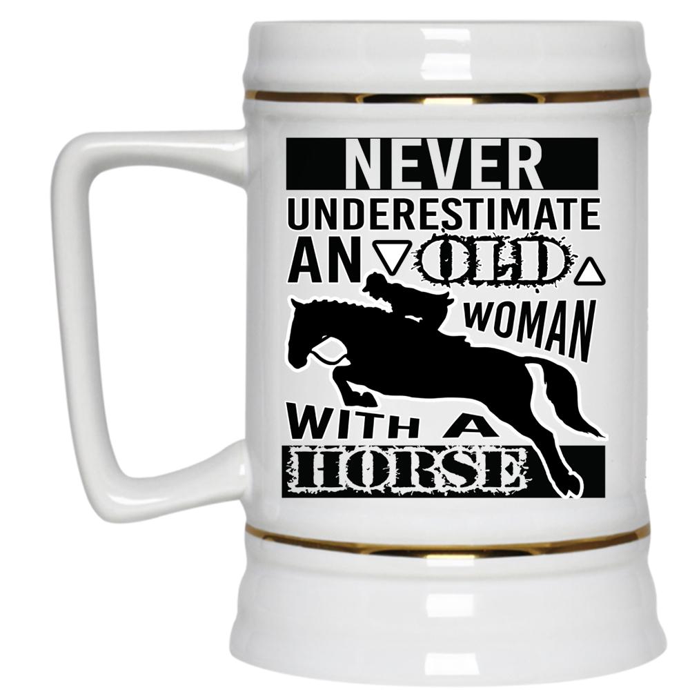 An Old Woman With A Horse Mug, Grandmother Cup (Beer Mug)