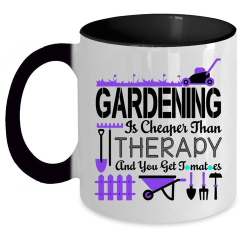 Tomatoes Coffee Mug, Gardening Is Cheaper Than Therapy Accent Mug