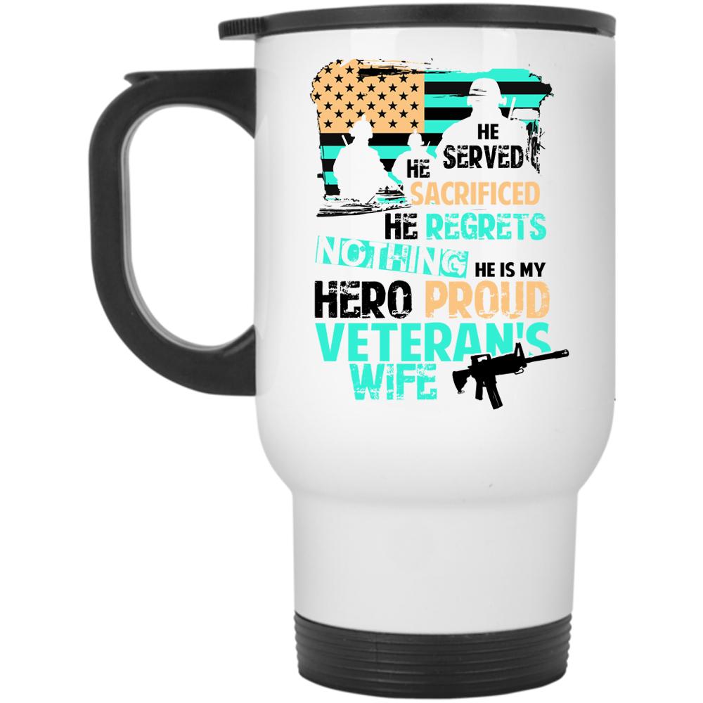 American Flag Travel Mug, Proud Veteran's Wife Mug