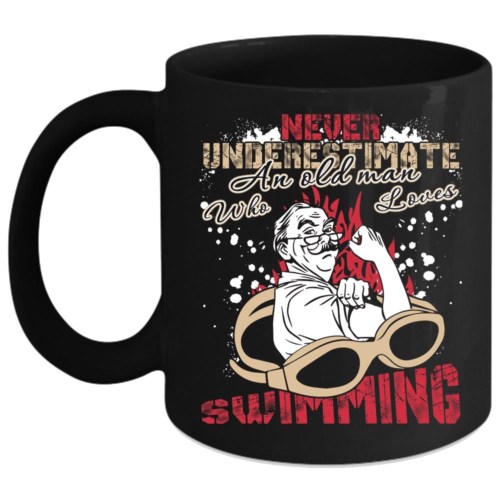 An Old Man Loves Swimming Coffee Mug, Awesome Grandpa Coffee Cup