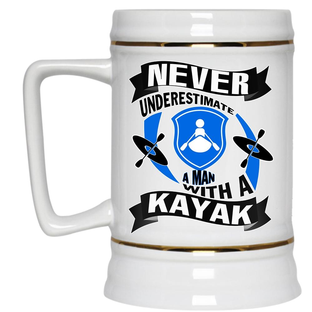 A Man With A Kayak Mug, Cool Kayak Cup  (Beer Mug)