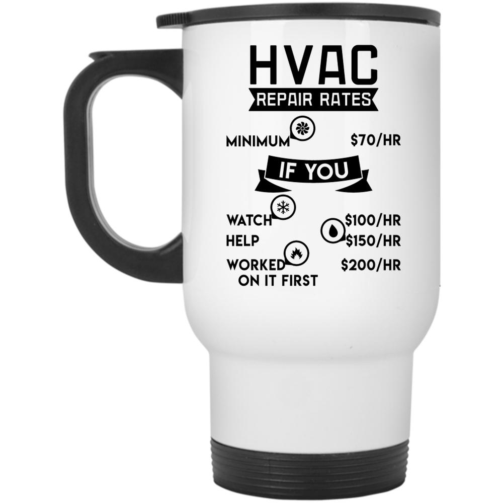 Awesome Hvac Technician Travel Mug, HVAC Repair Rates Mug