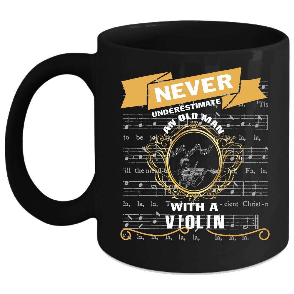 An Old Man With A Violin Coffee Mug, Cool Grandfather Coffee Cup