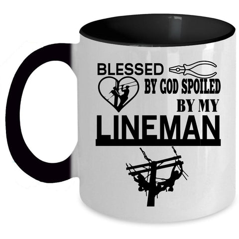 Awesome Gift For Daughter Coffee Mug, My Lineman Accent Mug