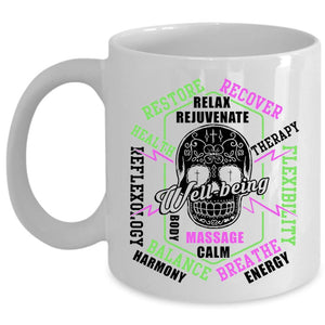 Well Being Massage Calm Coffee Mug, Relax Rejuvenate Cup