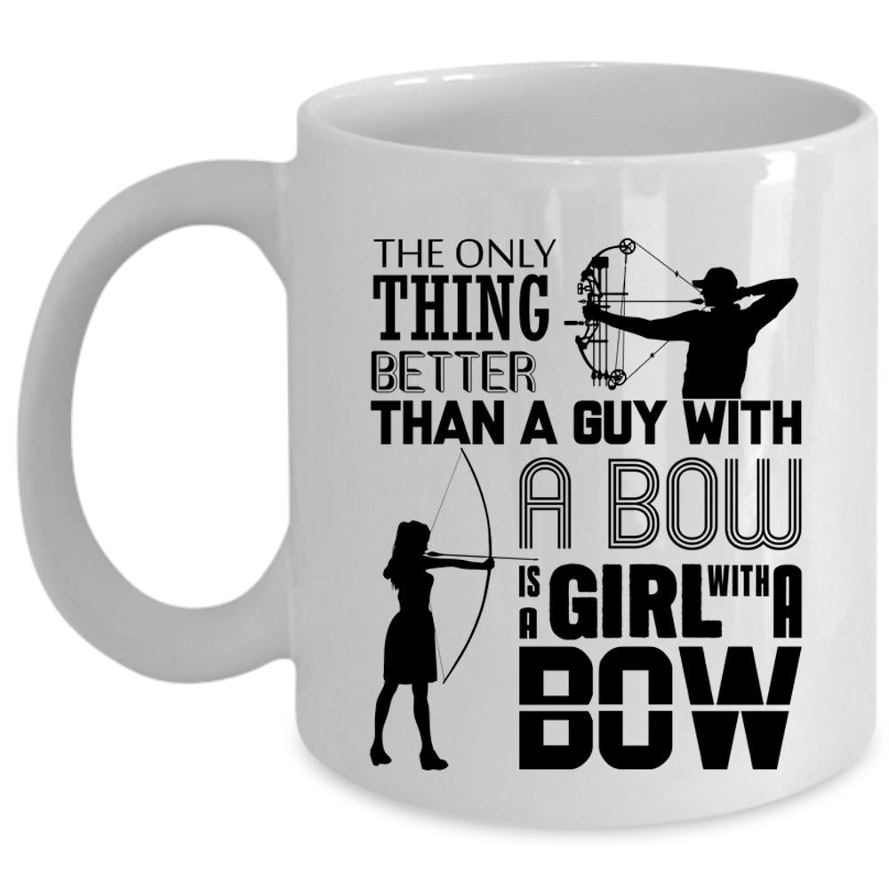 A Girl With A Bow Coffee Mug, Guy With A Bow Cup