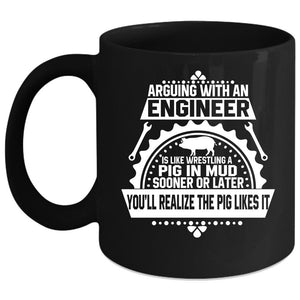 Arguing With An Engineer Coffee Mug, Funny Engineers Coffee Cup