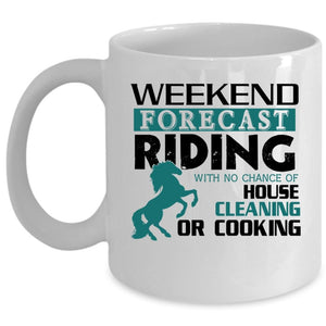 Weekend Forecast Riding Mug, Cool Riding Horse Cup (Coffee Mug - White)