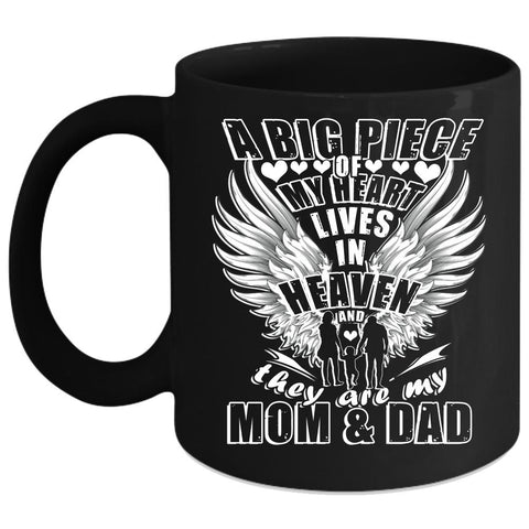 A Big Piece Of My Heart Lives In Heaven Coffee Mug, Mom And Dad Coffee Cup