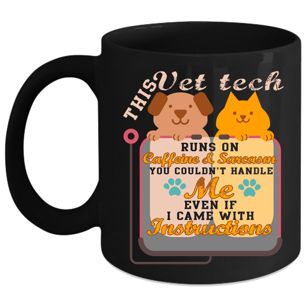 This Vet Tech Runs On Caffeine Coffee Mug, Cute Vet Tech Coffee Cup