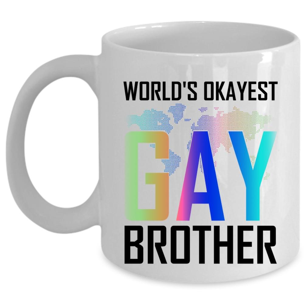 Awesome Gay Coffee Mug, World's Okayest Gay Brother Cup