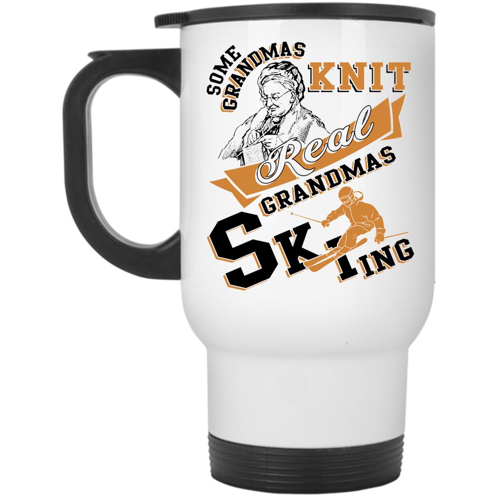 Awesome Grandmas Travel Mug, Real Grandmas Skiing Mug