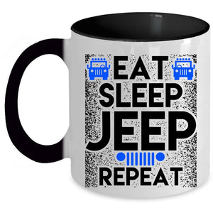 Awesome Jeep Coffee Mug, Eat Sleep Jeep Repeat Accent Mug