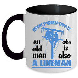 Awesome Grandpas Coffee Mug, Old Man Is A Lineman Accent Mug