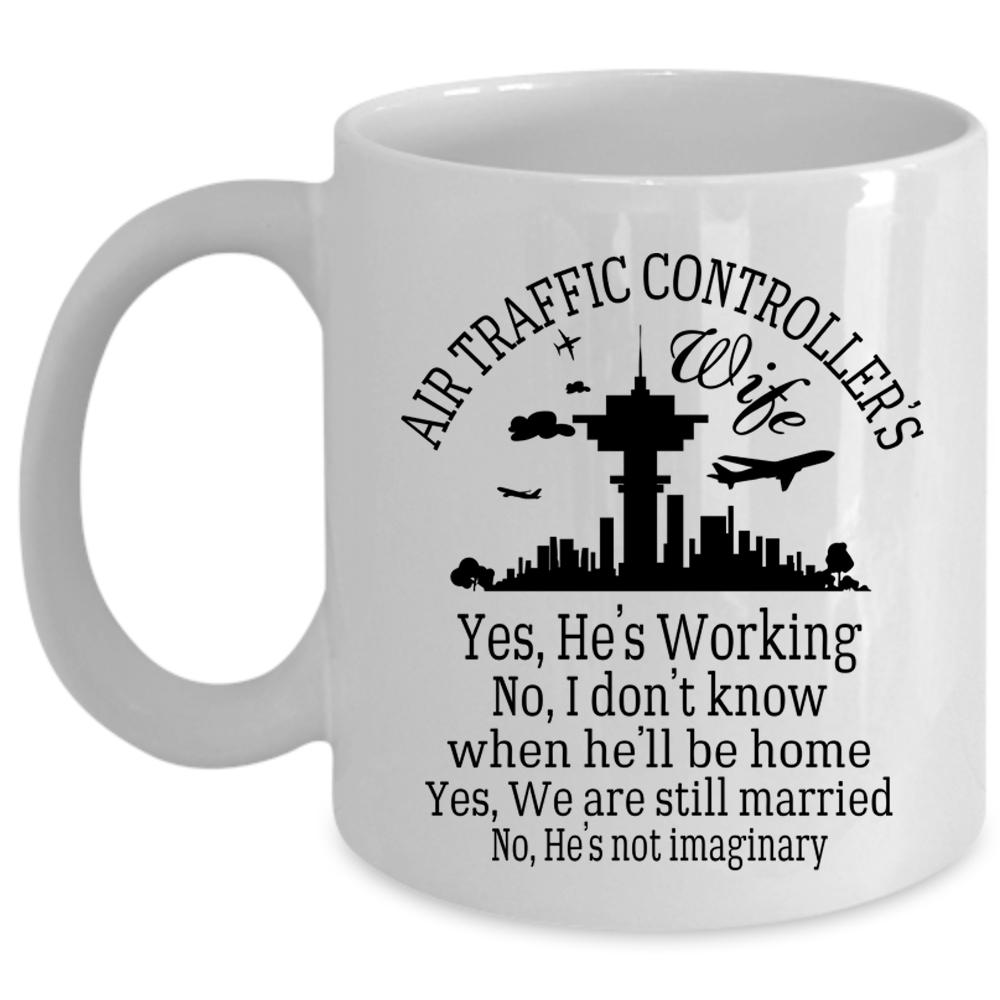 Air Traffic Controller's Wife Mug, Cool Just Married Cup (Coffee Mug - White)