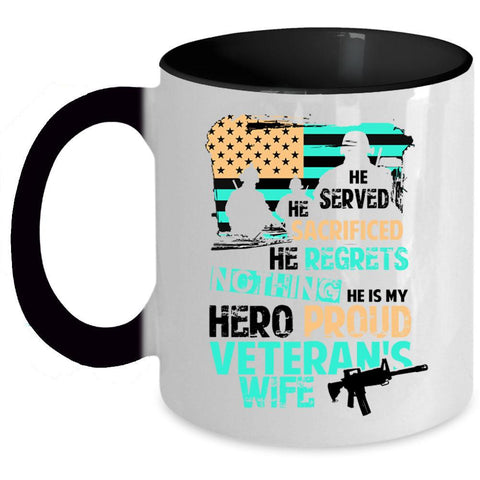 American Flag Coffee Mug, Proud Veteran's Wife Accent Mug