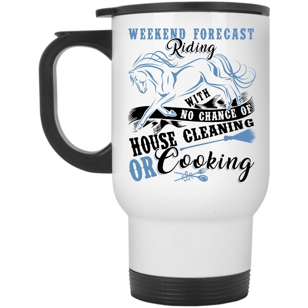 Awesome Equestrians Travel Mug, Weekend Forecast Riding Mug