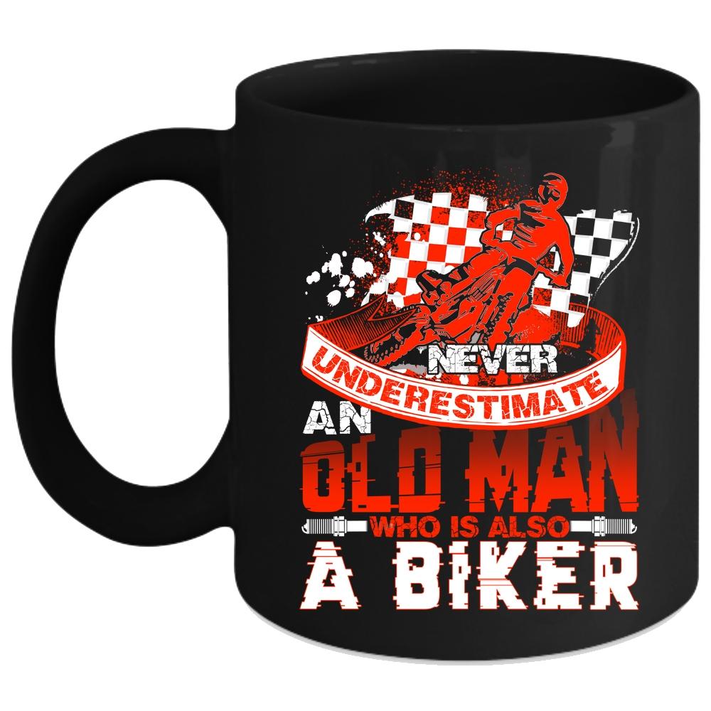 An Old Man Is A Biker Coffee Mug, Awesome Gift For Grandfather Coffee Cup