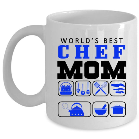 World's Best Chef Mom Cup, Cool Gift For Chef Mug (Coffee Mug - White)