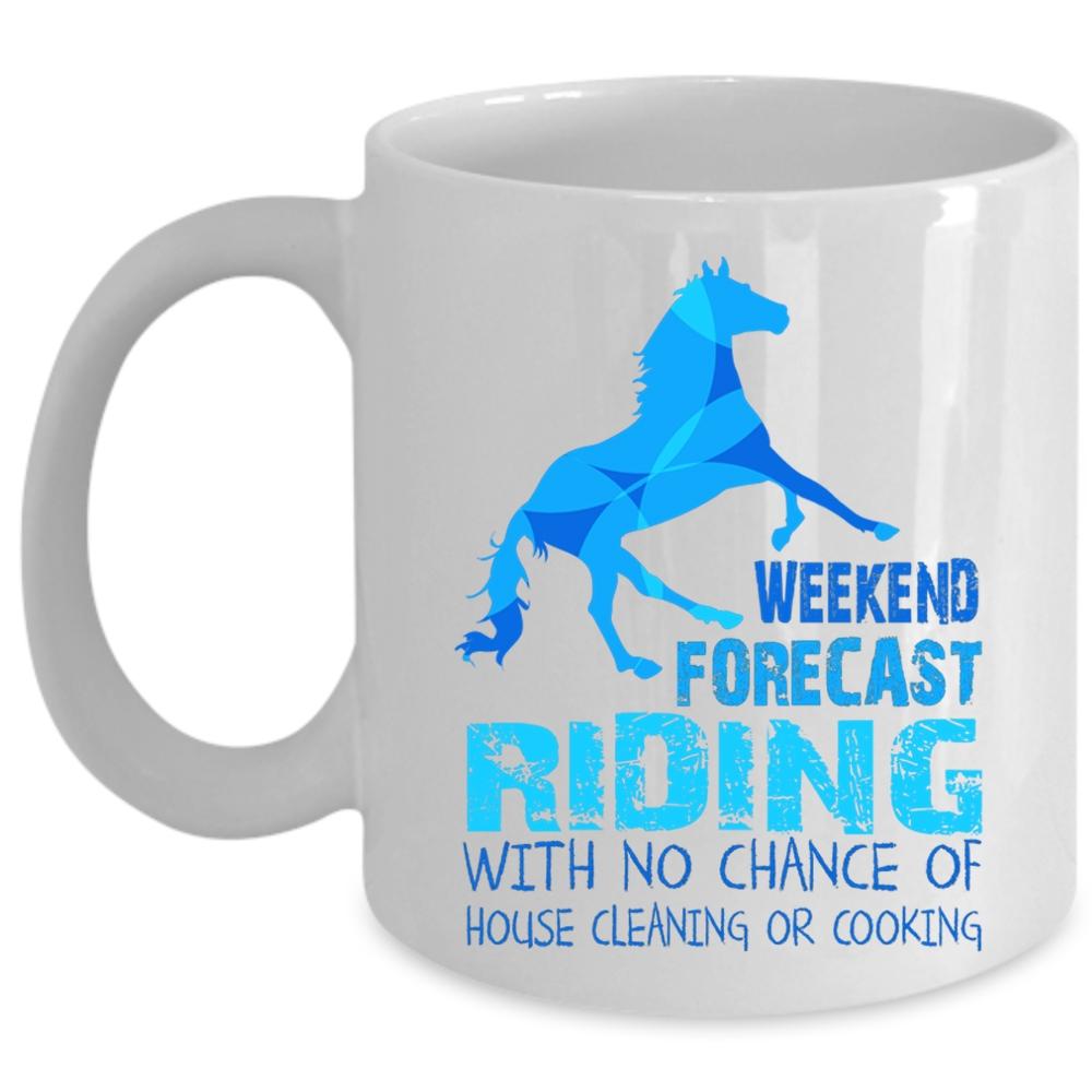 Weekend Forecast Riding Cup, Cool Riding Mug (Coffee Mug - White)