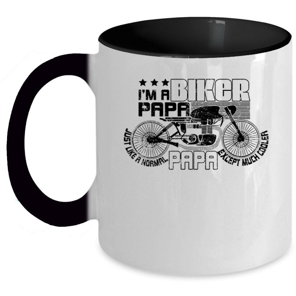 Awesome Biker Papa Coffee Mug, I'm A Biker Papa Accent Mug