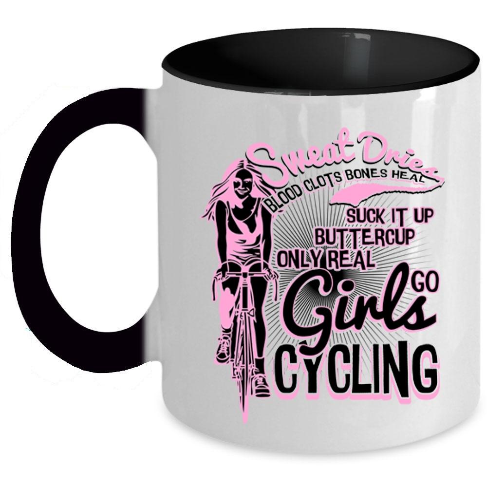 Awesome Girls Coffee Mug, Only Real Girls Go Cycling Accent Mug