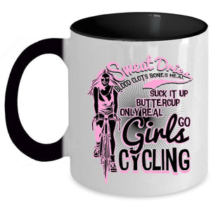 Awesome Girls Coffee Mug, Only Real Girls Go Cycling Accent Mug