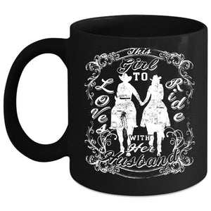 This Girl Loves To Ride With Her Husband Coffee Mug, Couple Coffee Cup