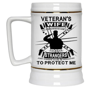 Veteran's Wife Cup, Cool Gift For Veteran Mug (Beer Mug)