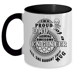 Awesome Engineer's Dad Coffee Mug, I'm A Proud Dad Of An Engineer Accent Mug