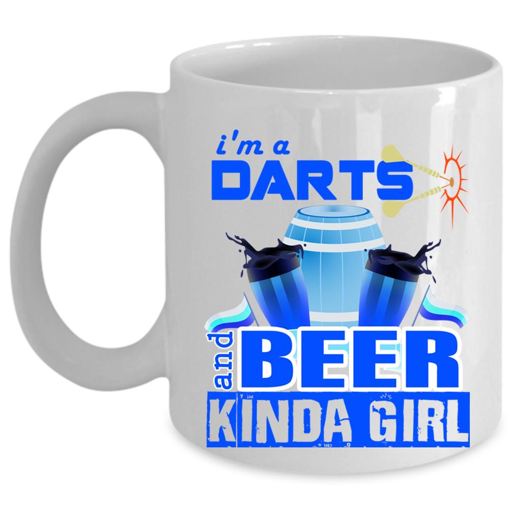 Awesome Girls Coffee Mug, I'm A Darts And Beer Kinda Girl Cup