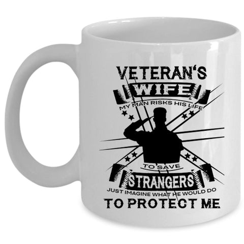 Veteran's Wife Cup, Cool Gift For Veteran Mug (Coffee Mug - White)