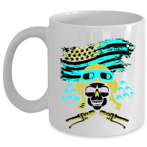 American Flag Coffee Mug, Cool Biker Cup