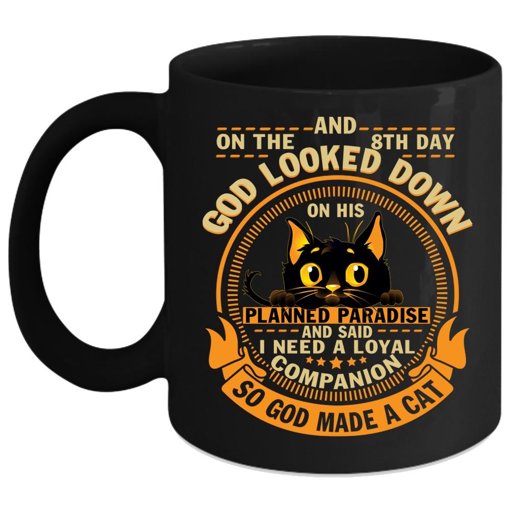 8th Day God Made A Cat Coffee Mug, Gift For Cat Lovers Coffee Cup